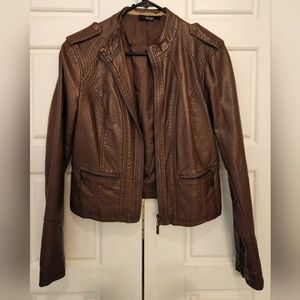 JcPenny ANA Brown Faux Leather Jacket Medium